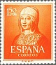 Spain 1951 Isabella the Catholic 1,50 PTA Orange Edifil 1095. Spain 1951 Edifil 1094 Isabel Catolica. Uploaded by susofe
